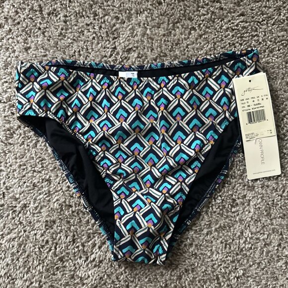 Profile by Gottex colorful sporty pattern bikini bottom Size 10 Stetch Tropical - Picture 1 of 6